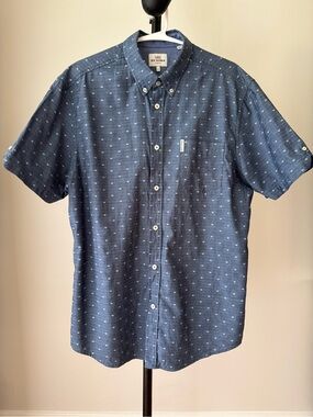 Ben Sherman Original Men’s XL Blue Geometric Print Button Front Shirt